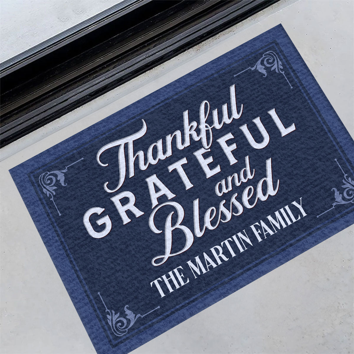 Thankful Grateful And Blessed | Personalized Doormat JSDMPH1676M