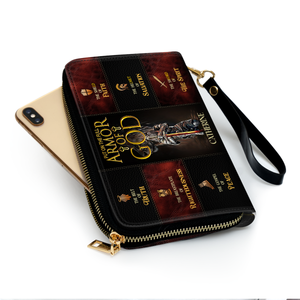 Jesuspirit | Personalized Leather Clutch Purse With Wristlet Strap Handle | Spiritual Gifts For Christian Women | Armor Of God CPM777