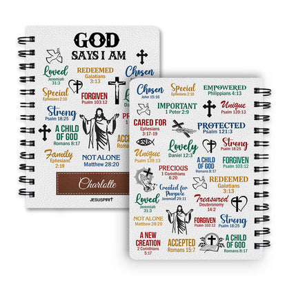 Jesuspirit | What God Says About You | Unique Religious Gifts For Christian Prayer | Personalized Spiral Journal SJH742