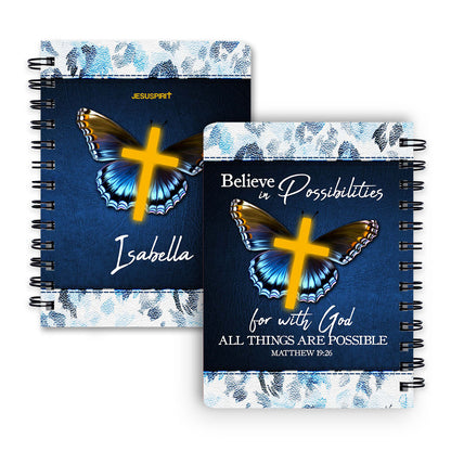 Jesuspirit Personalized Spiral Journal | Matthew 19:26 | With God All Things Are Possible | Scripture Gifts For Christian People SJHN668