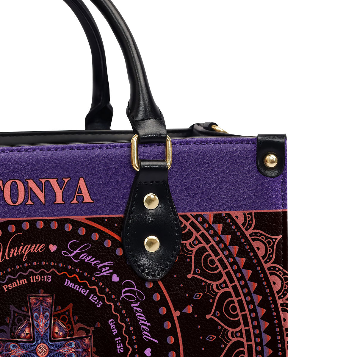 Personalized Zippered Leather Handbag With Handle | I Am