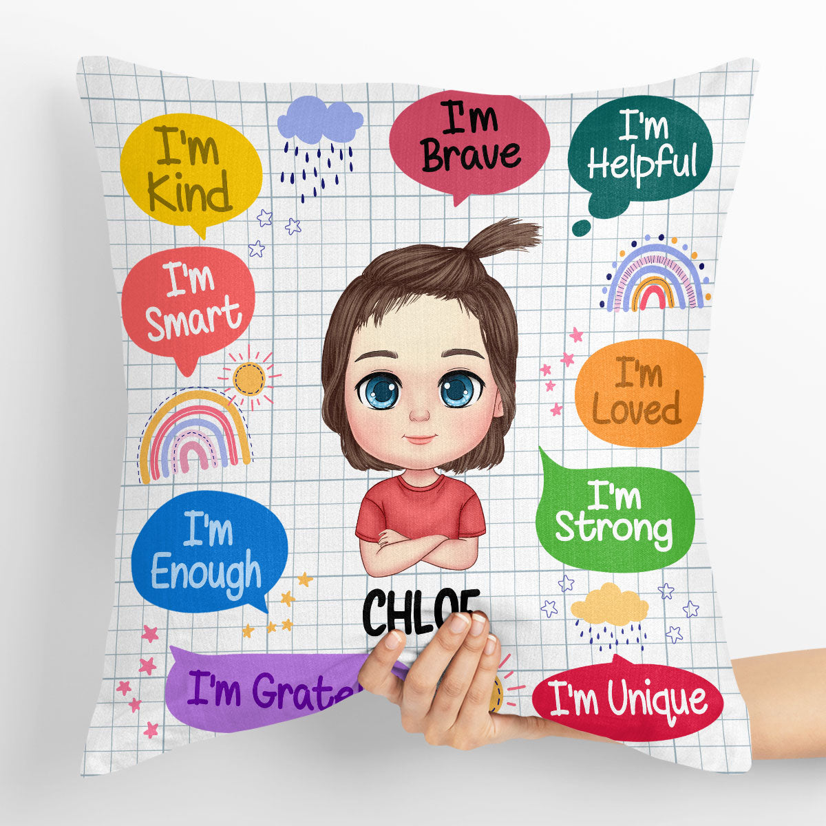 I'm Kind I'm Brave | Personalized Crystal Velvet Pillow JSPILWPH1261L