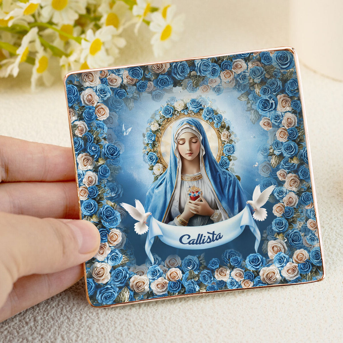 Heavenly Grace | Personalized Ceramic Ring Dish Square