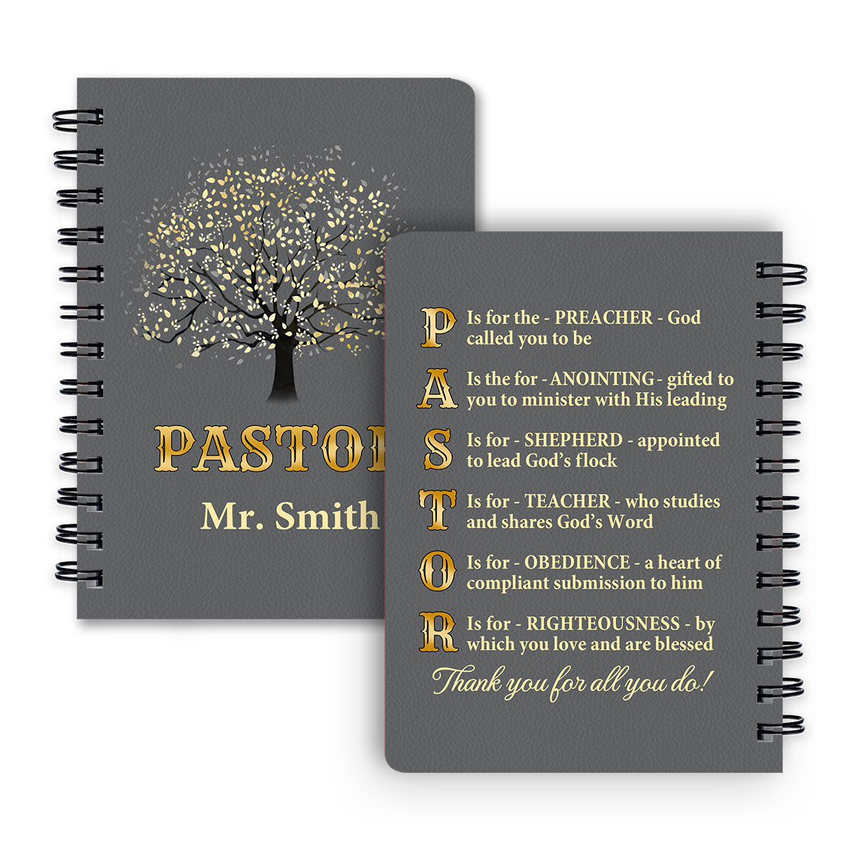Thank You Pastor | Personalized Spiral Journal