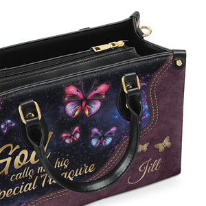 Lovely Personalized Butterfly Leather Handbag - God Calls You His Special Treasure AHN234