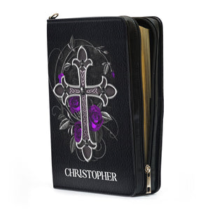 Jesuspirit | Purple Rose And Cross | S Is For Shepherd Appointed To Lead God's Flock | Personalized Bible Cover With Handle For Pastor BCH713