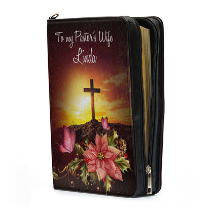 Jesuspirit | Personalized Zippered Bible Cover | More Than Just The Pastor's Wife | Flower And Cross | Meaningful Gift For Pastor's Wife BCH715