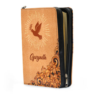 Jesuspirit | Personalized Zippered Bible Cover With Handle | Spiritual Gifts For Christians | John 14:16 | Pigeon And Cross BCH721