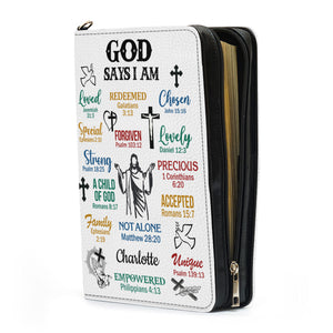 Jesuspirit |  What God Says About You | Inspirational Gifts For Christians Prayers | Personalized Zippered Bible Cover With Handle BCH742