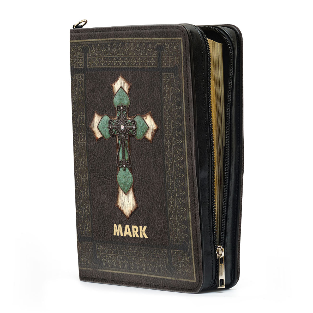 Jesuspirit Cross Bible Cover With Handle | Best Gift For Worship Members | Zippered Case With Name H05B