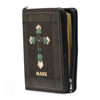 Jesuspirit Cross Bible Cover With Handle | Best Gift For Worship Members | Zippered Case With Name H05B