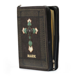 Jesuspirit Cross Bible Cover With Handle | Best Gift For Worship Members | Zippered Case With Name H05B