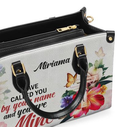 Jesuspirit | Personalized Leather Handbag | I Have Called You By Your Name | Isaiah 43:1 | Cross And Flower H143