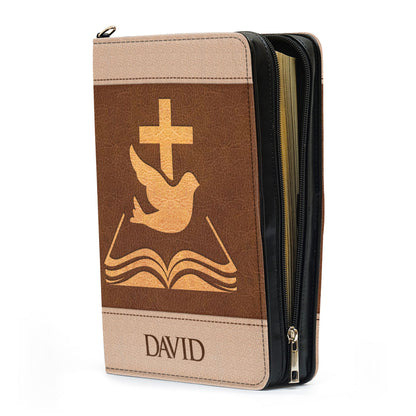 Jesuspirit Personalized Cross Bible Cover - By Grace Through Faith Bible Carrying Case With Zipper H14B