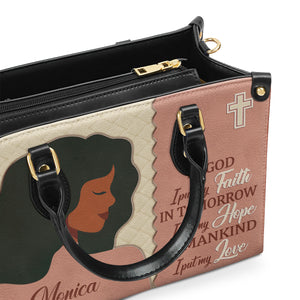 In God I Put My Faith - Beautiful Personalized Leather Handbag HM391