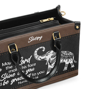Unique Personalized Elephant Leather Handbag - May The Lord Make His Face Shine On You HN13