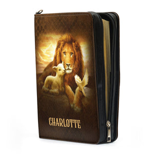 Jesuspirit | Personalized Lion Bible Cover With Zipper | Gift For Church Staff HN17