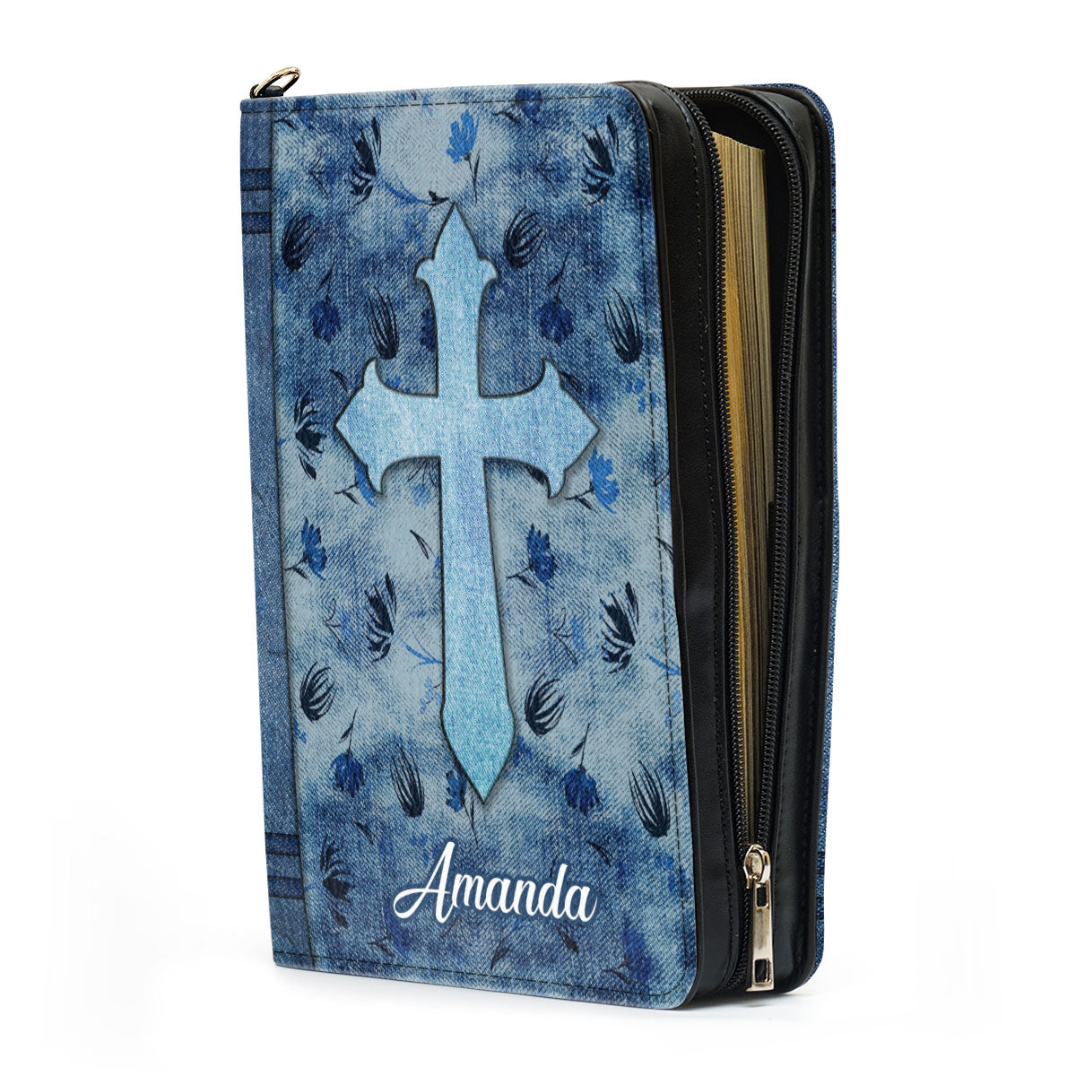 Jesuspirit Cross Bible Cover With Handle | Gift For Christian Women | Personalized Leather Bible Case HN18