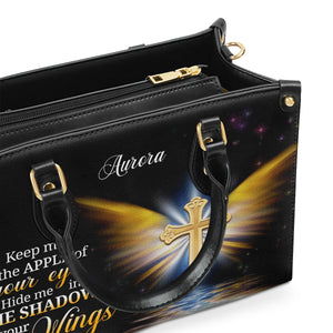 Jesuspirit | Personalized Leather Handbag With Handle | Christian Gifts For Women Of God | Hide Me In The Shadow Of Your Wings | Psalm 17:8 LHBH779