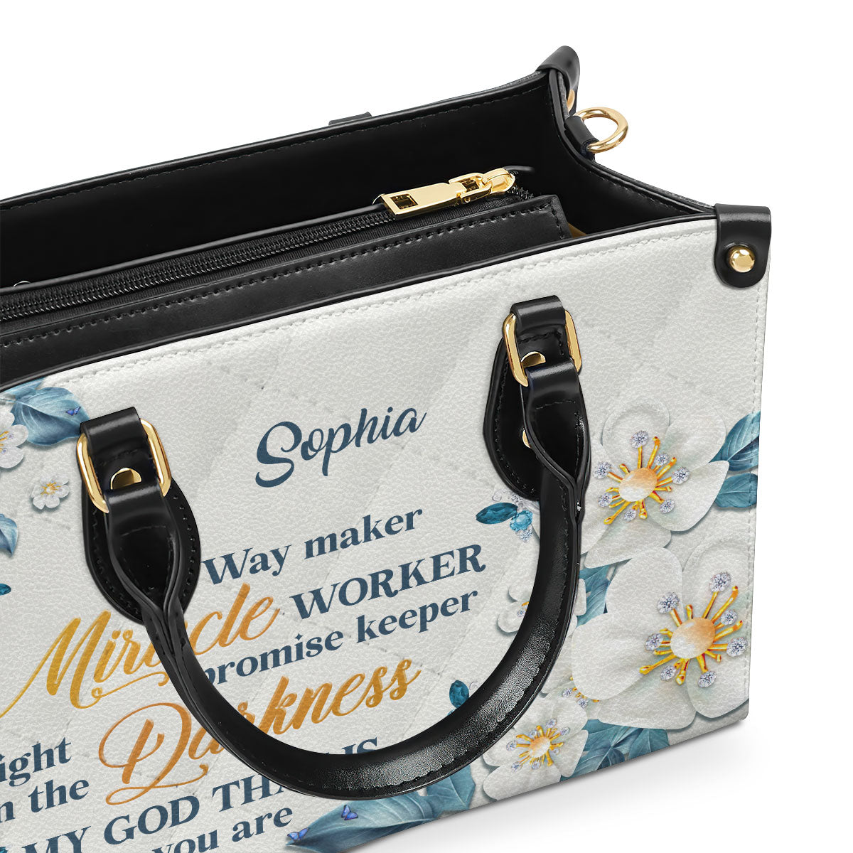 Personalized Leather Handbag With Handle | Way Maker And Miracle Worker