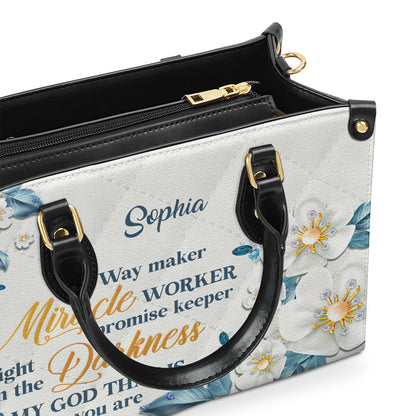Personalized Leather Handbag With Handle | Way Maker And Miracle Worker
