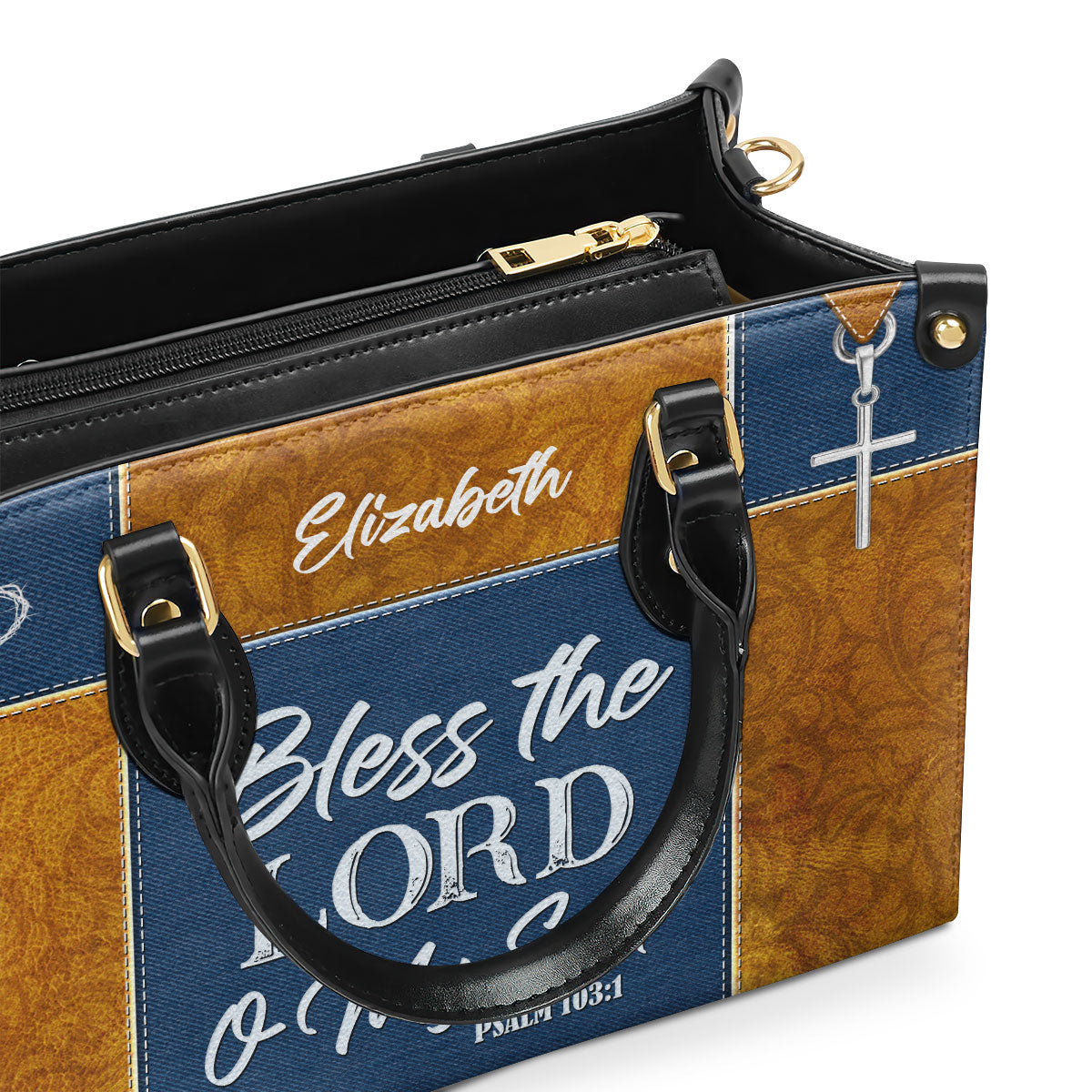 Jesuspirit | Psalm 103:1 | Bless The Lord O My Soul | Personalized Leather Handbag With Handle | Christ Gifts For Women Of God LHBHN675