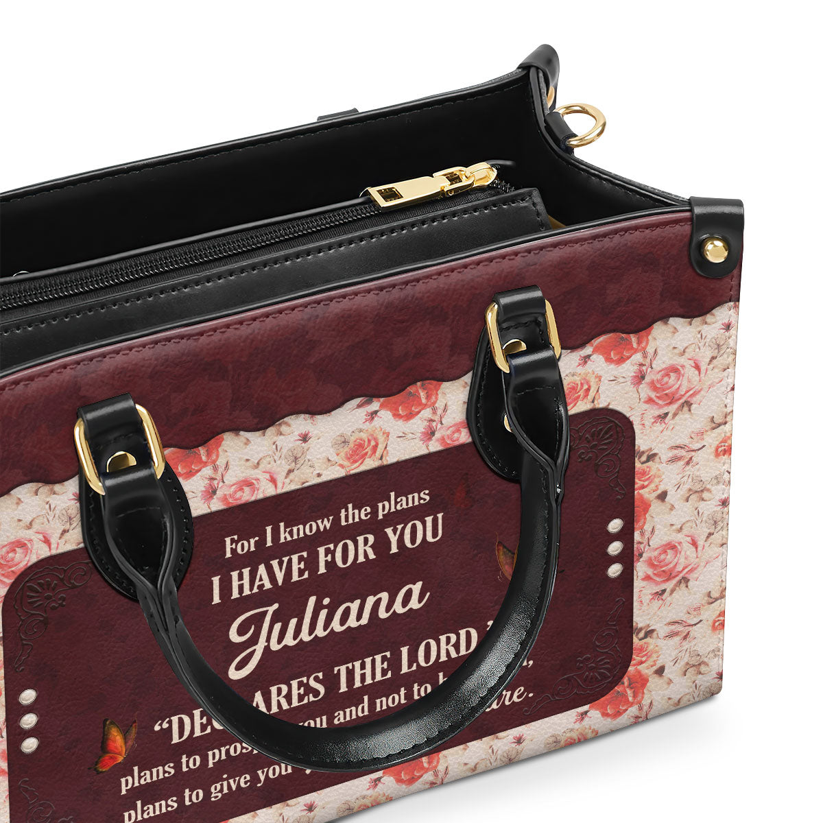 Jesuspirit | Jeremiah 29:11 | Personalized Zippered Leather Handbag | For I Know The Plans I Have For You | Religious Gift For Female Pastors LHBHN802