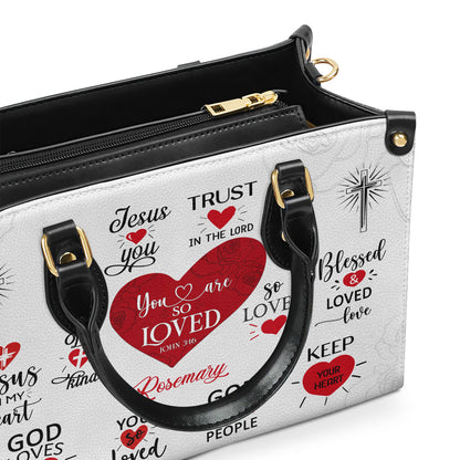 Jesuspirit | Personalized Leather Handbag With Handle | Romantic Religious Gifts For Christian Women | You Are So Loved LHBM708