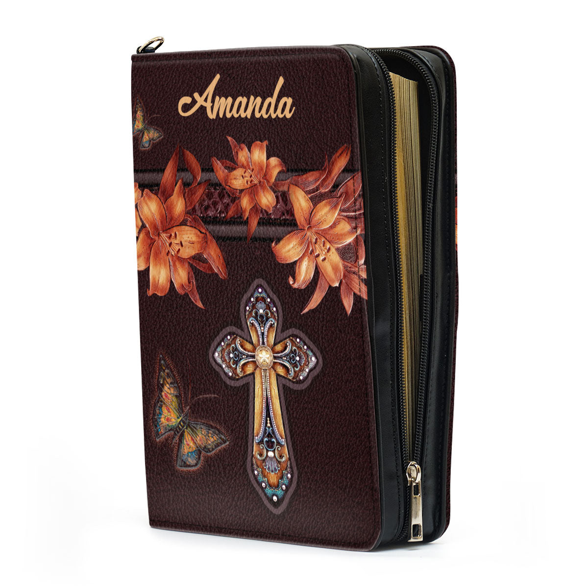 Jesuspirit | Personalized Leather Bible Cover With Handle | Best Gift For Worship Members MB07