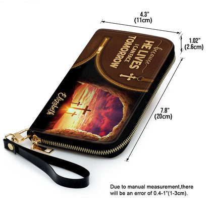 Because He Lives, I Can Face Tomorrow - Personalized Clutch Purse NUH267