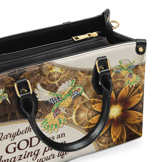 God Has An Amazing Plan For Your Life - Elegant Personalized Bird And Flower Leather Handbag NUH276