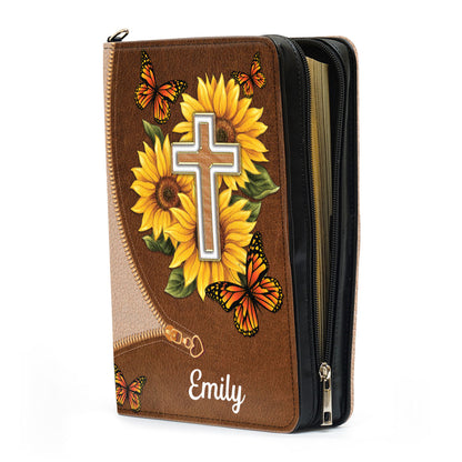 Jesuspirit Personalized Sunflower Leather Bible Cover | Beautiful Gift For Church Ladies NUH297