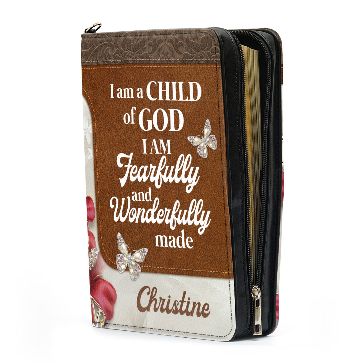 Jesuspirit Personalized Bible Cover | Zippered Leather Case With Name | Religious Gift NUH303A