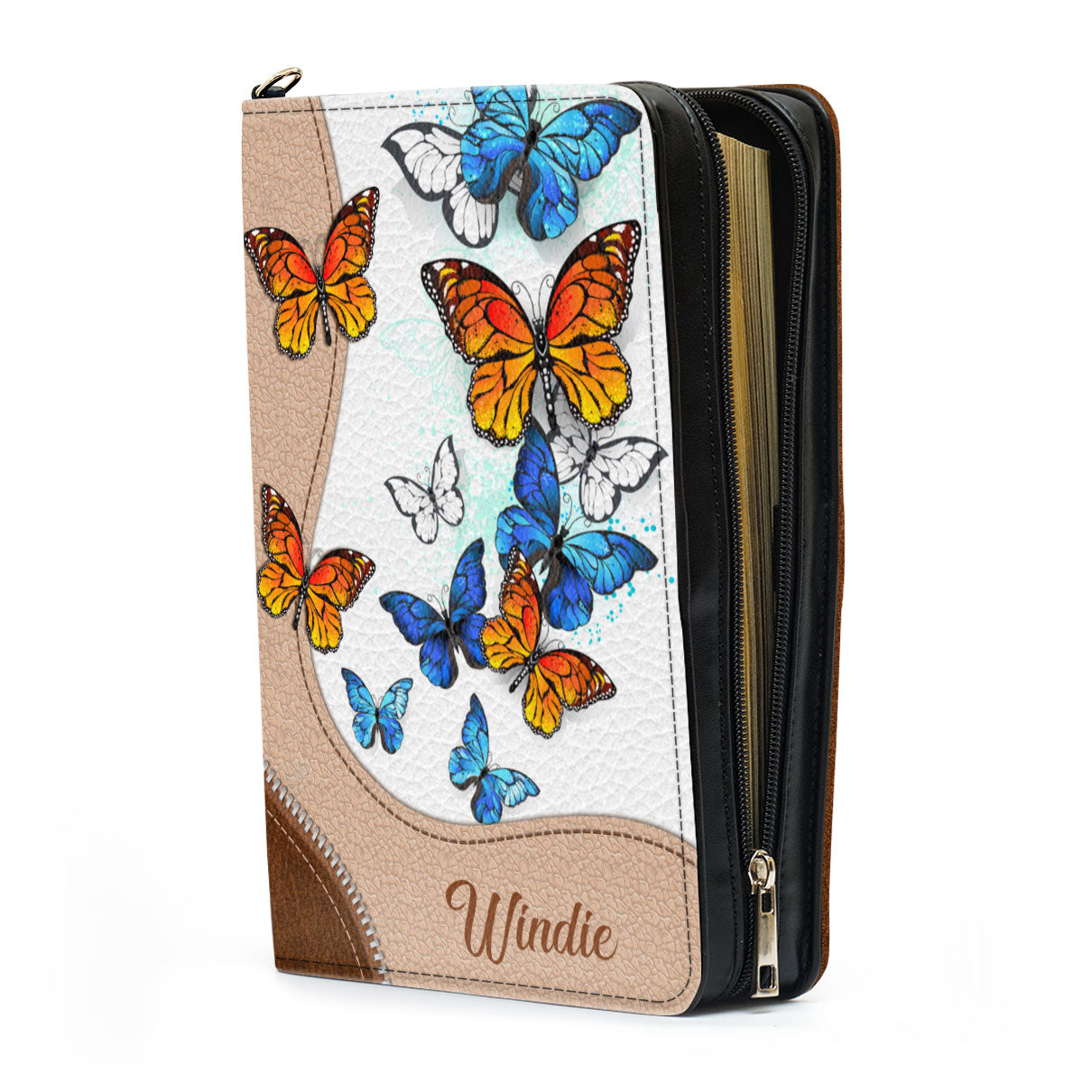 Jesuspirit | Personalized Bible Cover | Zippered Butterfly Bible Case With Name NUH324