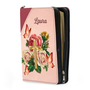 Jesuspirit Personalized Bible Cover | Rose Leather Bible Case | Church Ladies Gift NUH326A