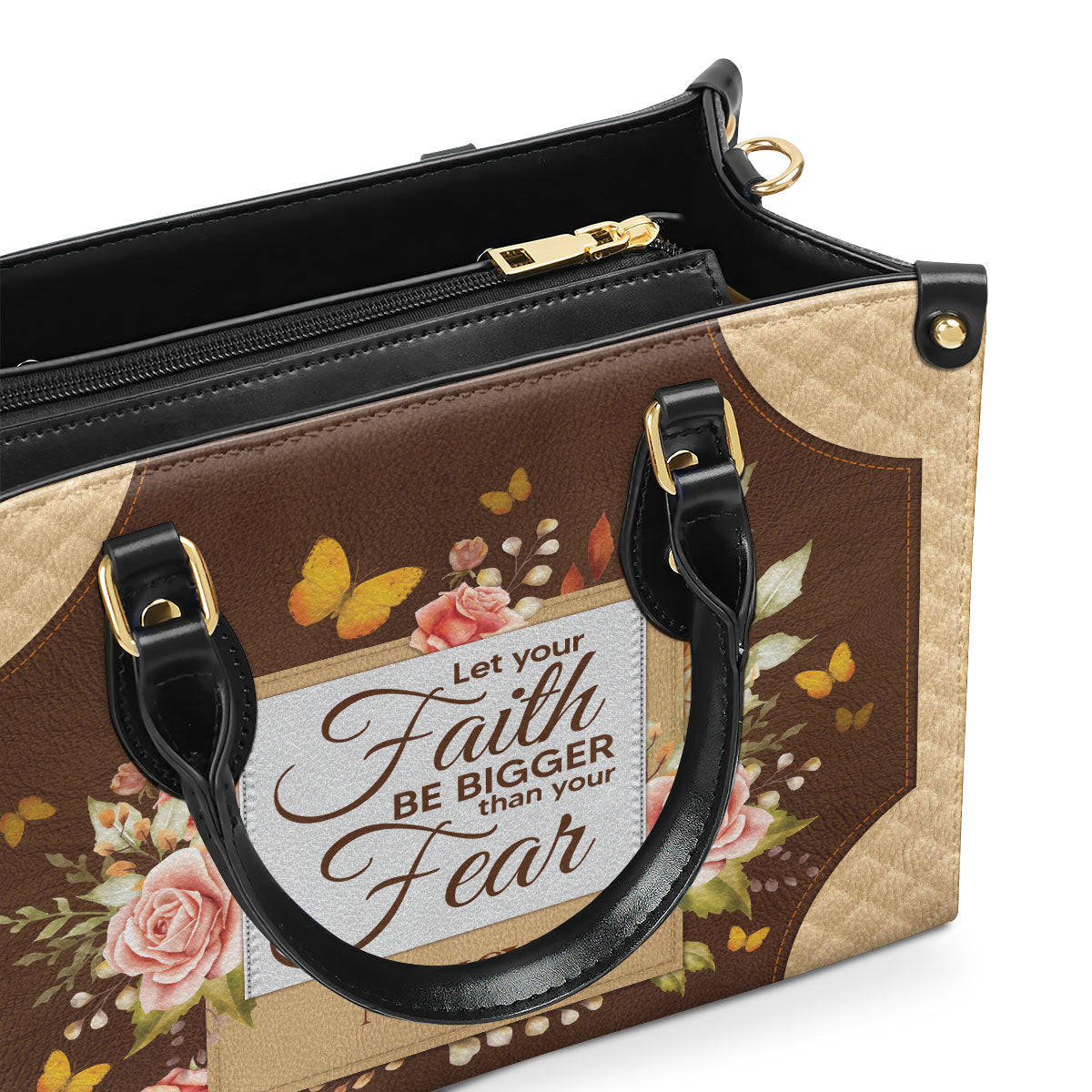 Beautiful Personalized Leather Handbag - Let Your Faith Be Bigger Than Your Fear NUH334