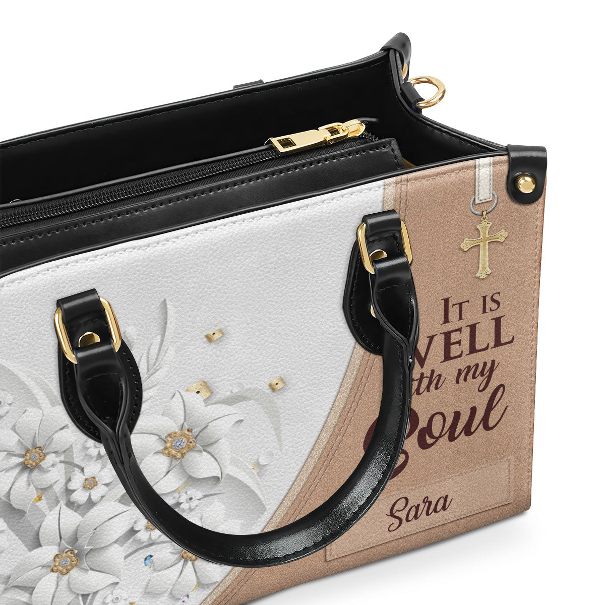 Beautiful Personalized Leather Handbag - It Is Well With My Soul NUH336