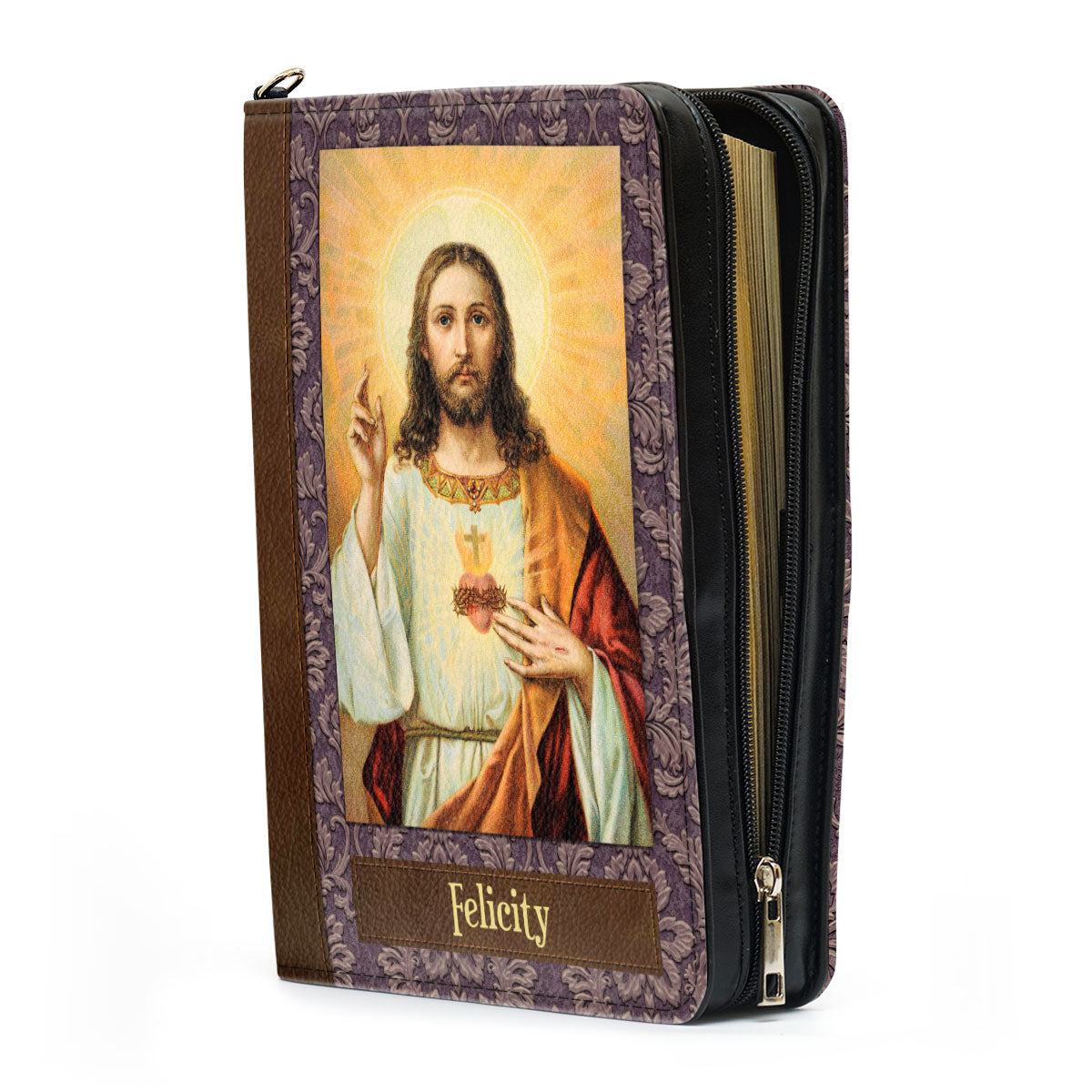 Jesuspirit Leather Bible Cover With Handle - The Word Was With God Bible Case NUH337B