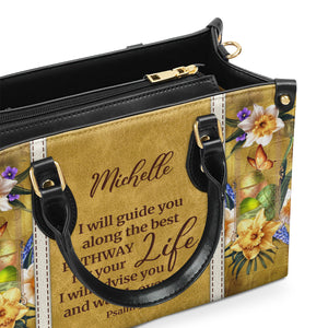 I Will Advise You And Watch Over You - Unique Personalized Christian Leather Handbag NUHN383