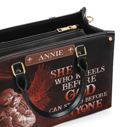 Special Personalized Leather Handbag - Who Kneels Before God Can Stand Before Anyone NUM381