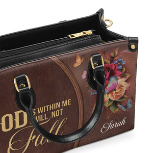 Pretty Flower Leather Handbag - God Is Within Me, I Will Not Fall NUH263