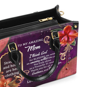 To My Amazing Mom - Sweet Personalized Leather Handbag NUM384