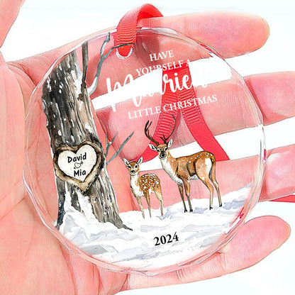 Have Yourself A Married Little Christmas | Personalized 1-Side Round Glass Ornament JSURGOPPT2584M