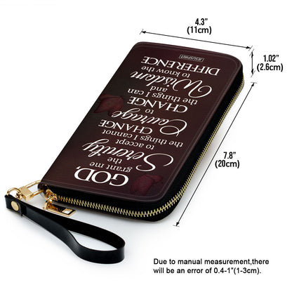Jesuspirit | Spiritual Gifts For Christian Women | Personalized Zippered Leather Clutch Purse | God, Grant Me The Serenity To Accept The Things I Cannot Change NUH321H