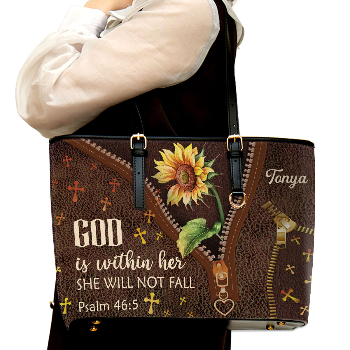 God Is Within Her - Gorgeous Large Leather Tote Bag NM141