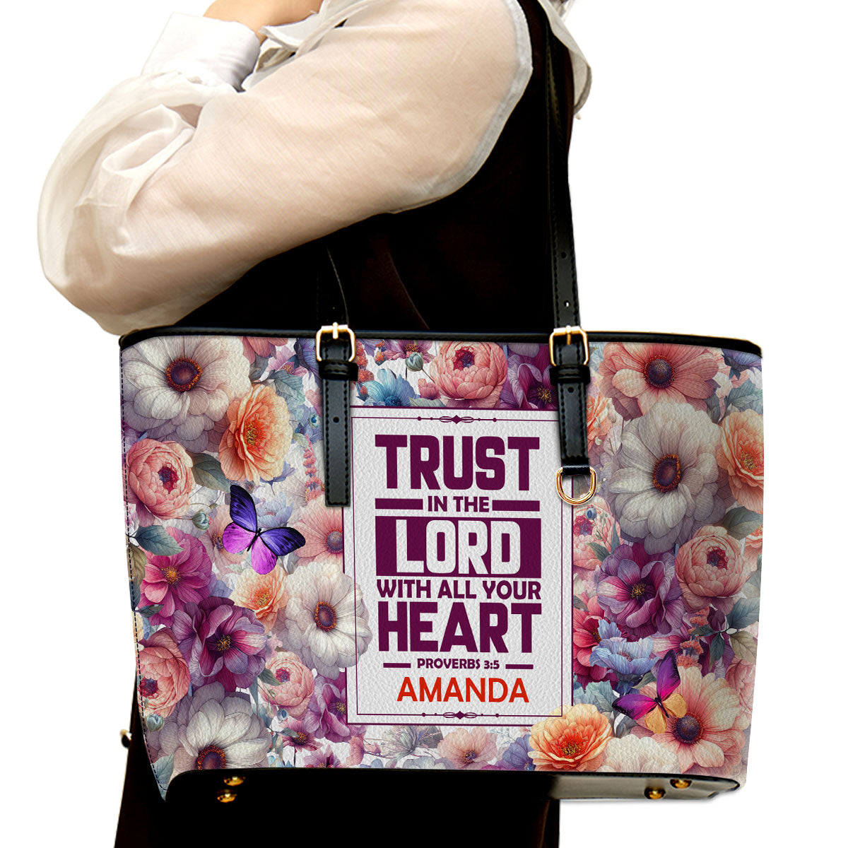 Jesuspirit | Personalized Leather Tote Bag | Trust In The Lord LLTBM781