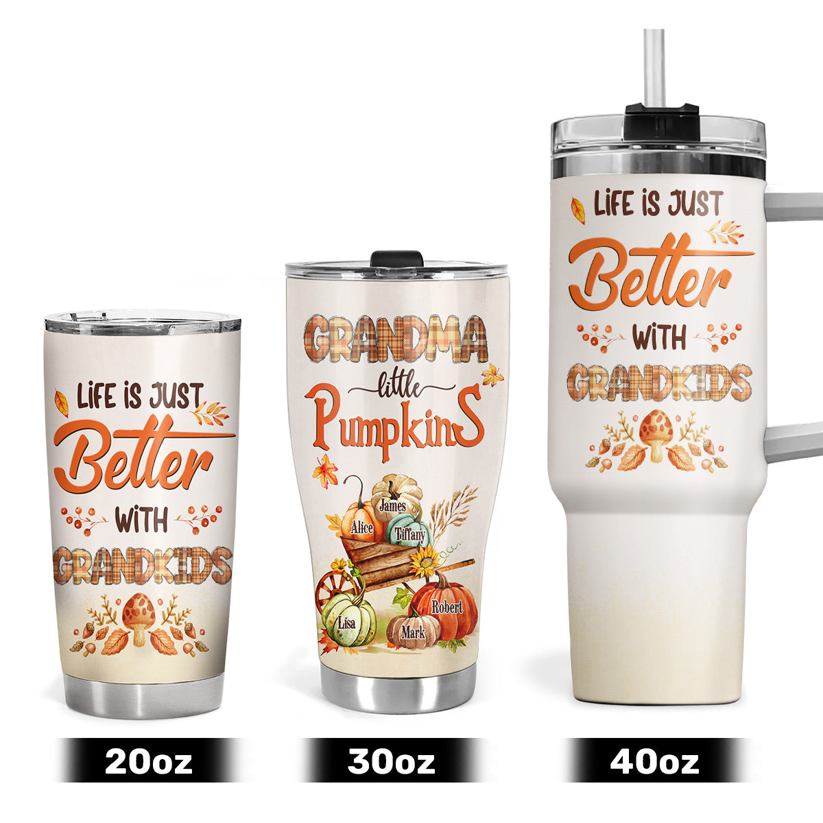 Grandma's Little Pumpkins | Personalized Stainless Steel Tumbler JSSSTPTN2587T