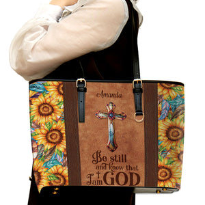 Lovely Large Leather Tote Bag - Be Still And Know That I Am God NM135