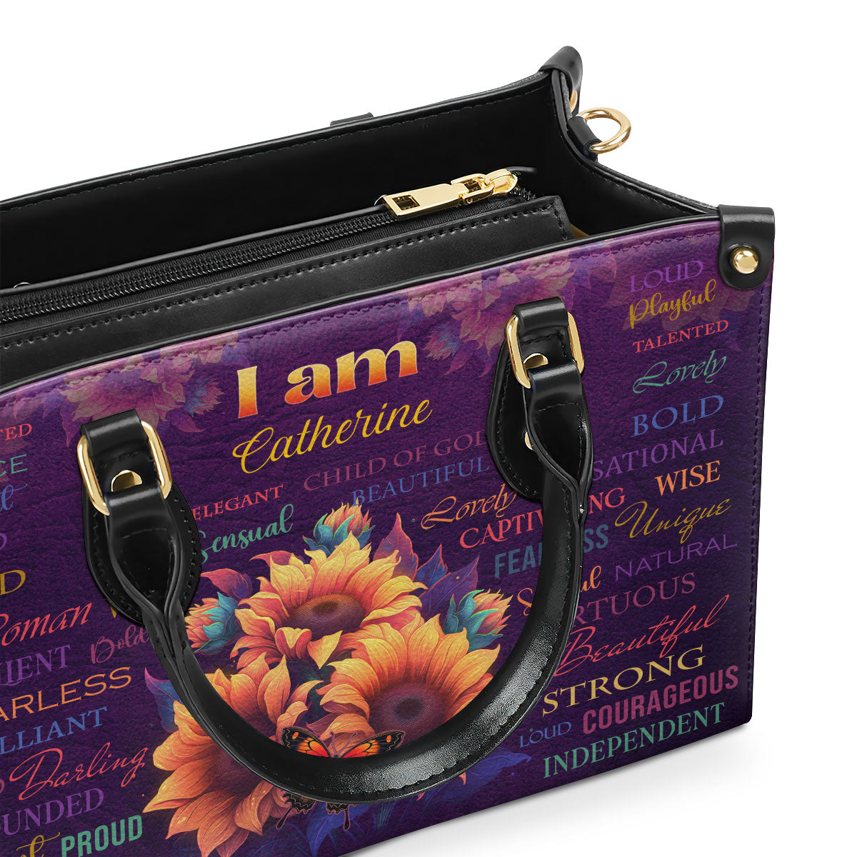 Jesuspirit | I Am Fearless | Gift For Her | Personalized Zippered Leather Handbag With Handle LHBM718