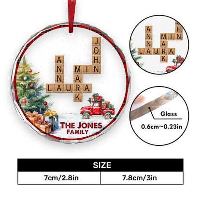 Family Forever | Personalized 1-Side Round Glass Ornament